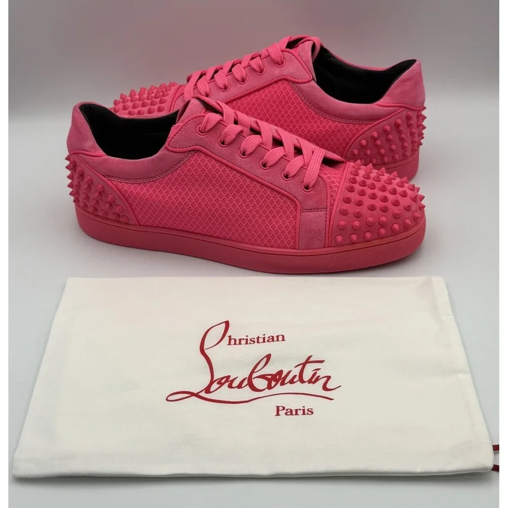 Authentic Christian Louboutin Pink Seavaste 2 Low Top Sneakers US 11, 44 EU NEW - Picture 2 of 10